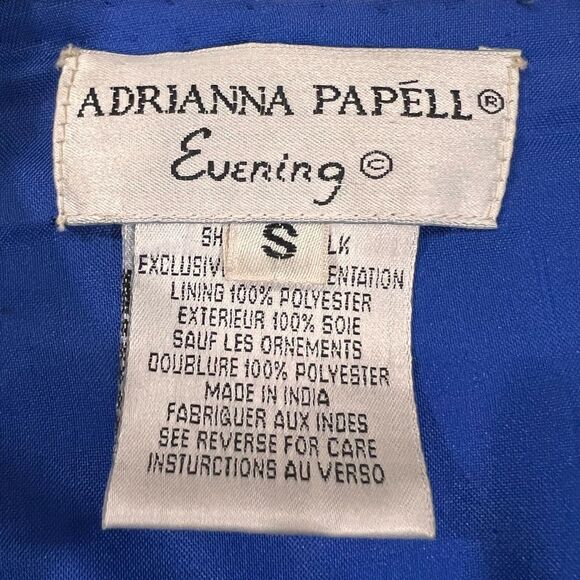 Adrianna Papell Evening Blue & Gold Beaded Silk Jacket | Size Small S - Picture 6 of 7